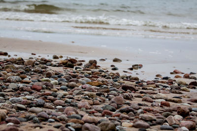 Surface level of stones on beach