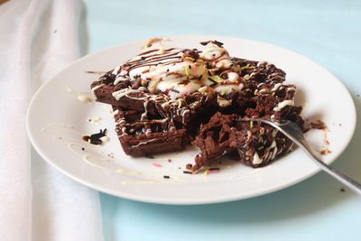 Close-up of food served in plate