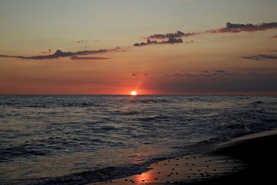 Scenic view of sea against sky at sunset