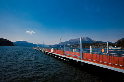 Scenic view of sea against blue sky