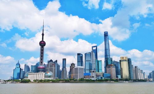 View of buildings against cloudy sky