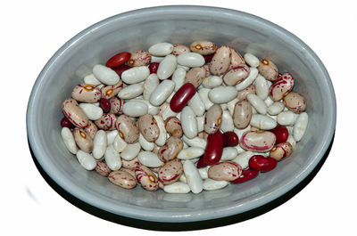 High angle view of chopped vegetables in bowl