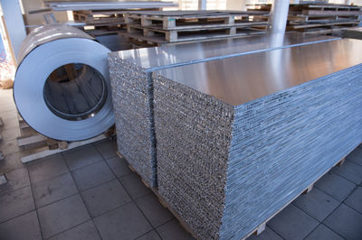 View of metal sheet in factory