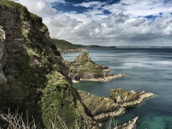 Scenic view of sea against cloudy sky