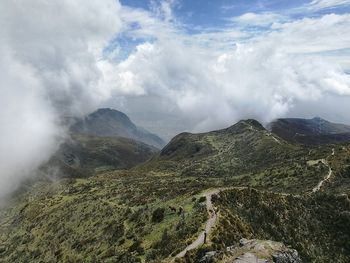Scenic view of mountains against sky