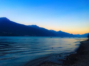 Scenic view of sea against blue sky