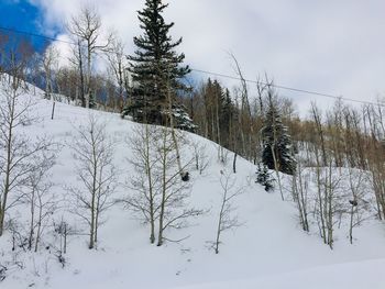 Scenic view of snow covered mountains against sky