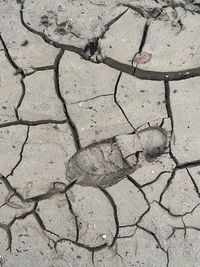 High angle view of cracked land
