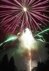 Firework display at night