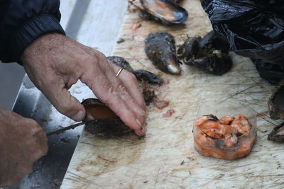 Close-up of hands holding food