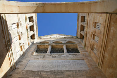 Low angle view of old building against sky