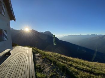 Scenic view of mountains against clear sky