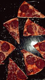 High angle view of pizza