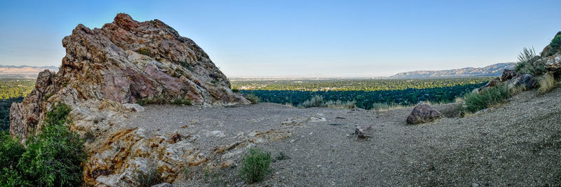 Panoramic view of landscape against clear sky