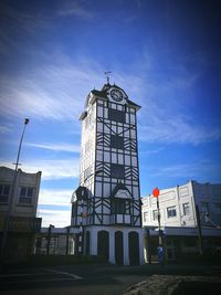 Facade of building against blue sky