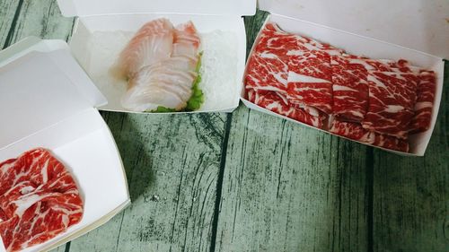 High angle view of fish on plate