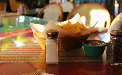 Close-up of food on table