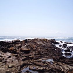 Scenic view of sea against clear sky