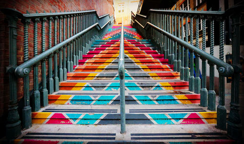 Low angle view of empty staircase of building