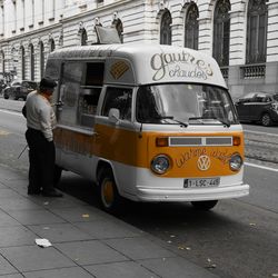 Vintage car on street in city