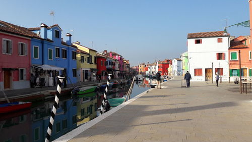 View of town against clear sky