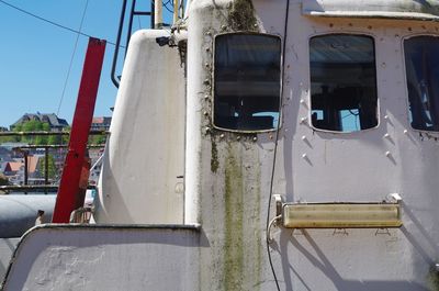 Close-up of nautical vessel against sky