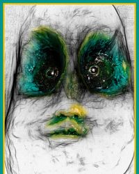 Close-up portrait of green paint