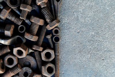 Directly above shot of equipment on table