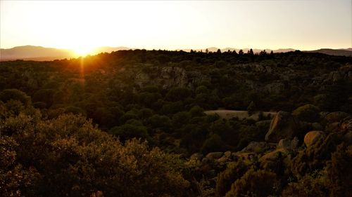 Scenic view of landscape against sky during sunset