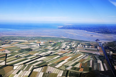 High angle view of city against sky