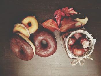 High angle view of vegetables on table