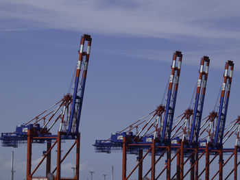 Cranes at construction site against sky