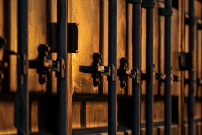 Golden containers in sunset light