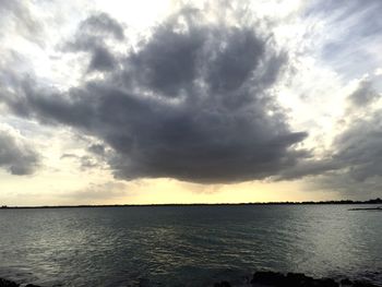 Scenic view of sea against cloudy sky