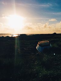 Scenic view of sunset over sea