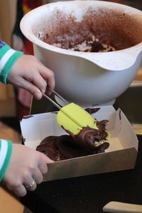 Child makes brownie