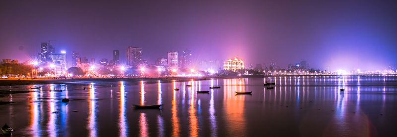 Illuminated city at night