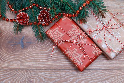 High angle view of christmas tree