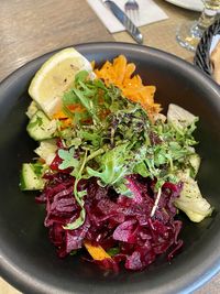 Close-up of food in plate on table