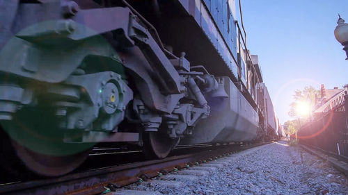 View of train on road