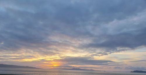 Scenic view of sea against dramatic sky