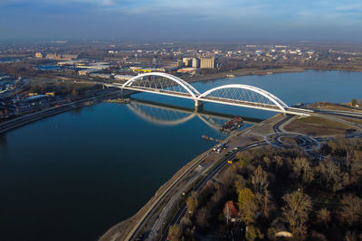 High angle view of bridge over river in city