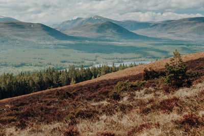 Scenic view of landscape and mountains against sky