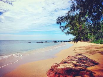 Scenic view of beach against sky