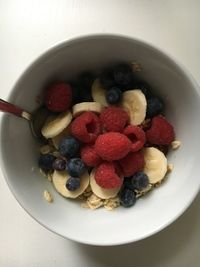 Directly above shot of breakfast served in bowl