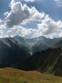 Scenic view of mountains against sky