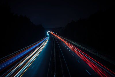 Light trails on highway at night