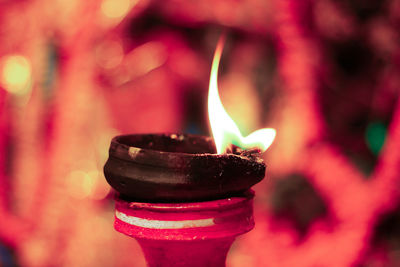 Close-up of lit candle