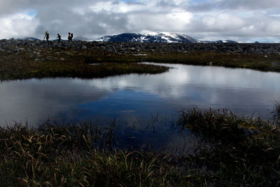 Scenic view of lake against sky