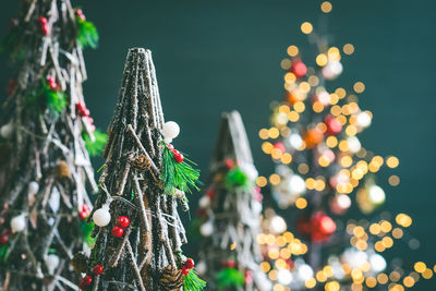 Close-up of christmas tree at night